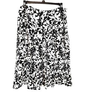 Liz Claiborne‎ Skirt Floral Silk Women's Sz 14 Lined Back Zip Career Office